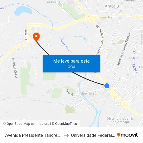 Avenida Presidente Tancredo Neves 3231 to Universidade Federal De Sergipe map