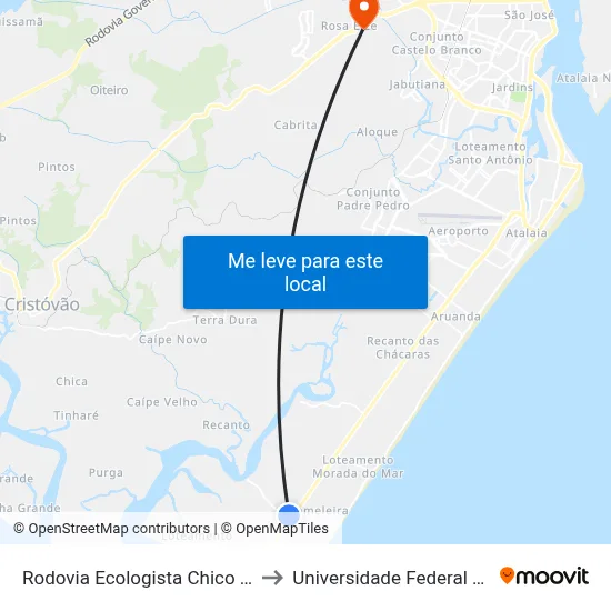 Rodovia Ecologista Chico Mendes, 40 to Universidade Federal De Sergipe map