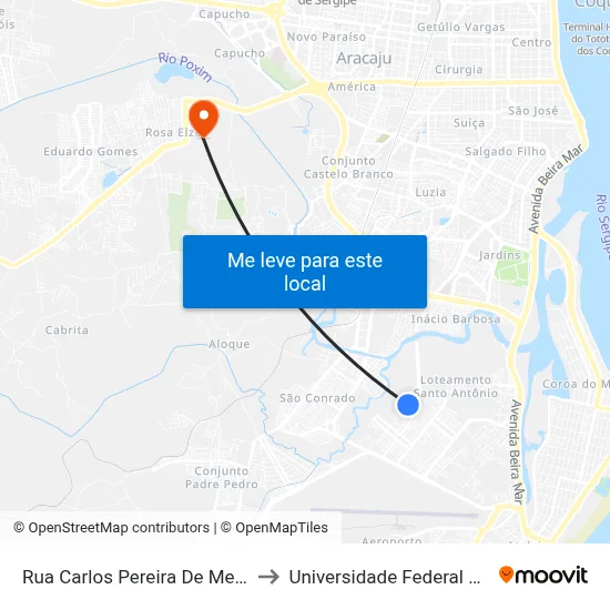 Rua Carlos Pereira De Melo, 593-683 to Universidade Federal De Sergipe map
