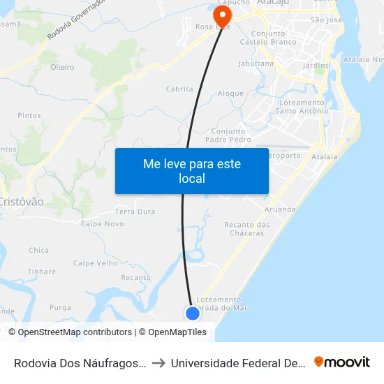 Rodovia Dos Náufragos, 10953 to Universidade Federal De Sergipe map