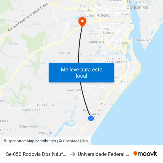 Se-050 Rodovia Dos Náufragos, 6439 to Universidade Federal De Sergipe map