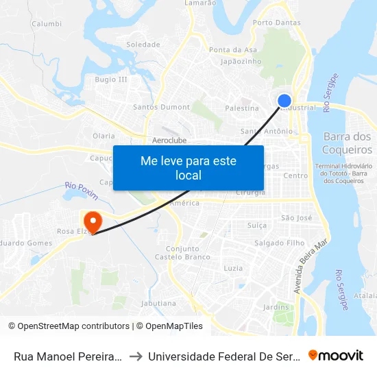 Rua Manoel Pereira, 11 to Universidade Federal De Sergipe map