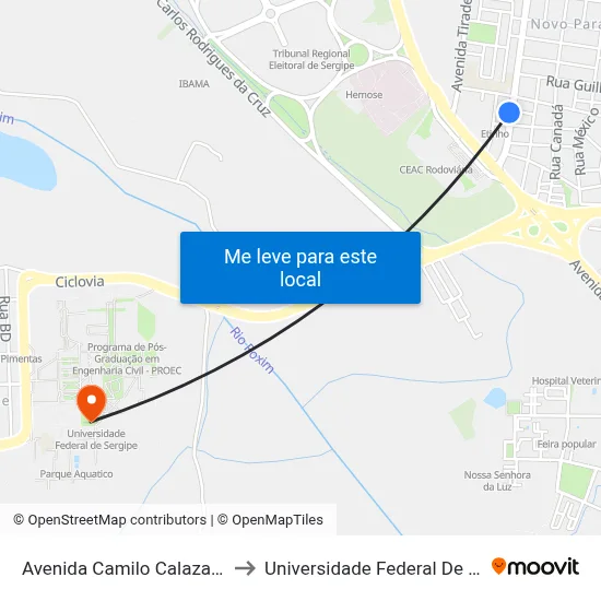 Avenida Camilo Calazans, 680 to Universidade Federal De Sergipe map