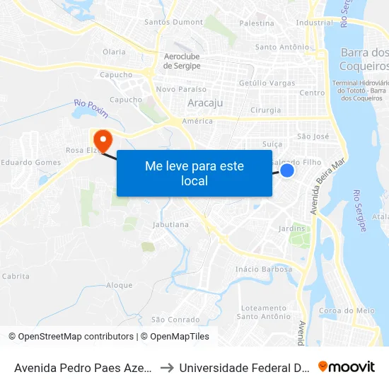 Avenida Pedro Paes Azevedo, 501 to Universidade Federal De Sergipe map