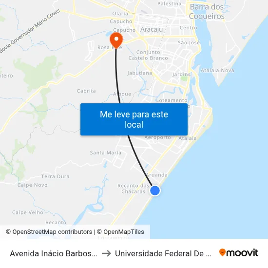 Avenida Inácio Barbosa, 655 to Universidade Federal De Sergipe map