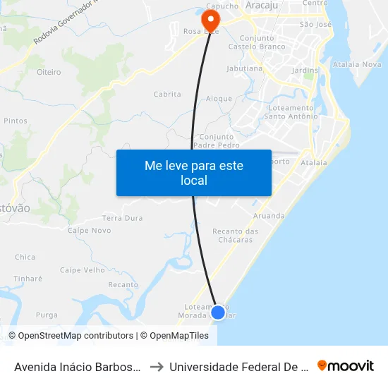 Avenida Inácio Barbosa, 5400 to Universidade Federal De Sergipe map