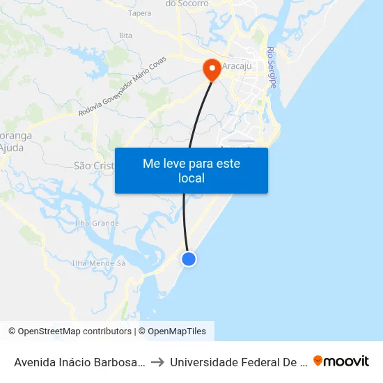 Avenida Inácio Barbosa, 10485 to Universidade Federal De Sergipe map