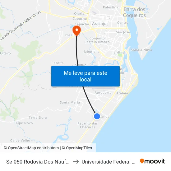 Se-050 Rodovia Dos Náufragos, 4400 to Universidade Federal De Sergipe map