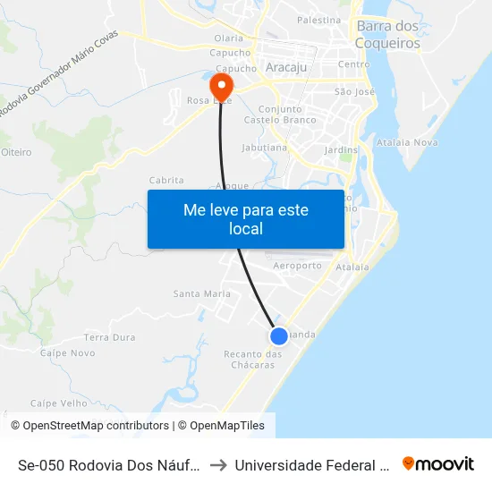Se-050 Rodovia Dos Náufragos, 4435 to Universidade Federal De Sergipe map