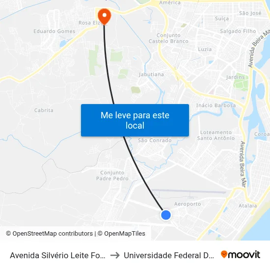 Avenida Silvério Leite Fontes, 160 to Universidade Federal De Sergipe map