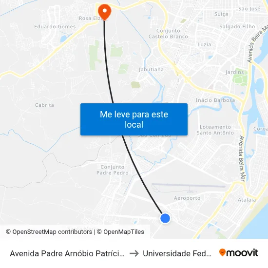 Avenida Padre Arnóbio Patrício De Melo, 1792-1846 to Universidade Federal De Sergipe map