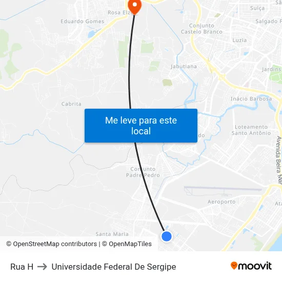 Rua H to Universidade Federal De Sergipe map