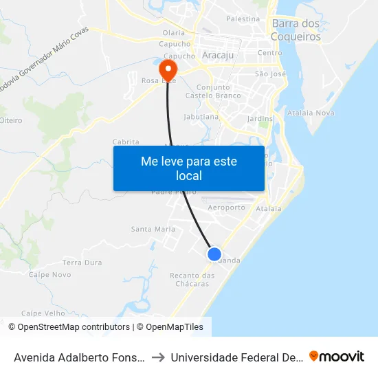 Avenida Adalberto Fonseca, 131 to Universidade Federal De Sergipe map