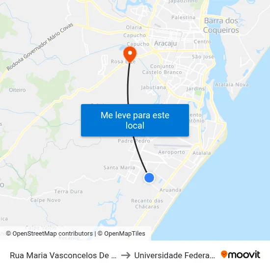 Rua Maria Vasconcelos De Andrade, 1648 to Universidade Federal De Sergipe map