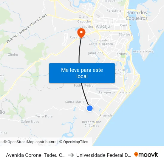 Avenida Coronel Tadeu Cruz, 26-76 to Universidade Federal De Sergipe map