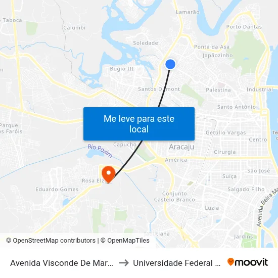 Avenida Visconde De Maracaju , 1460 to Universidade Federal De Sergipe map