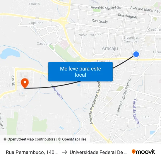 Rua Pernambuco, 1401-1449 to Universidade Federal De Sergipe map