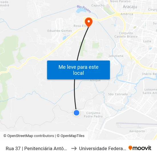 Rua 37 | Penitenciária Antônio Jacinto Filho to Universidade Federal De Sergipe map