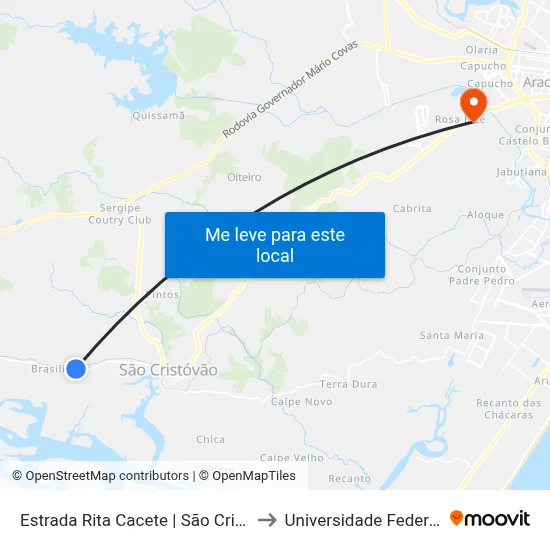 Estrada Rita Cacete | São Cristóvão, 7454-9200 to Universidade Federal De Sergipe map
