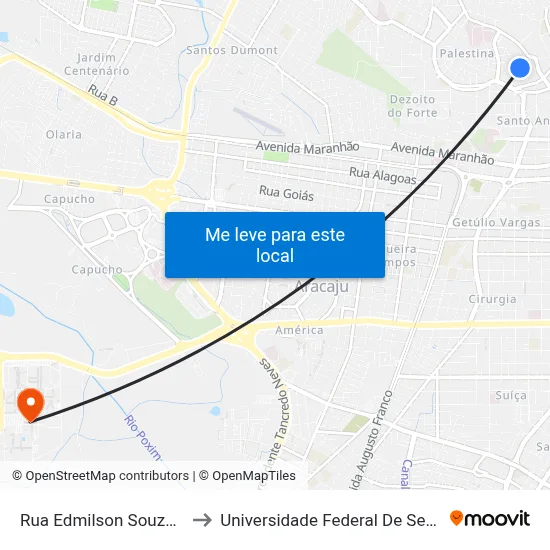 Rua Edmilson Souza, 21 to Universidade Federal De Sergipe map
