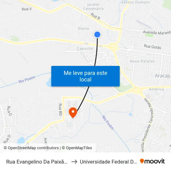 Rua Evangelino Da Paixão, 282-300 to Universidade Federal De Sergipe map