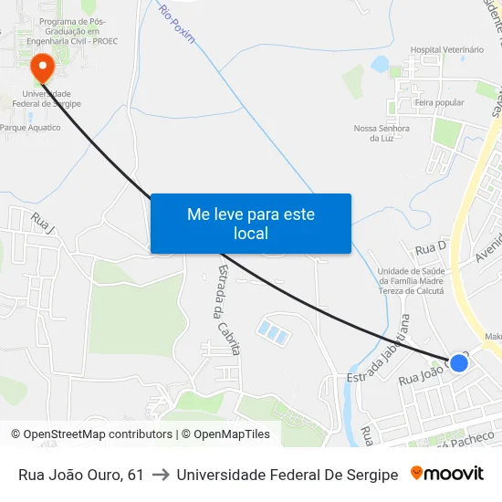 Rua João Ouro, 61 to Universidade Federal De Sergipe map