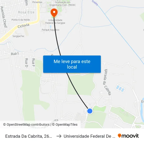 Estrada Da Cabrita, 2652-2918 to Universidade Federal De Sergipe map