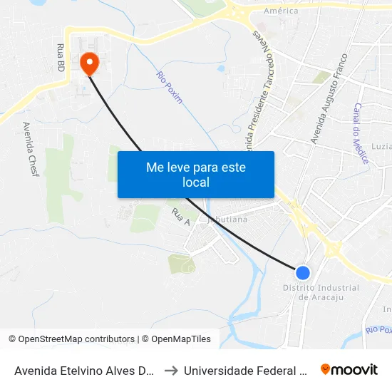Avenida Etelvino Alves De Lima 459 to Universidade Federal De Sergipe map