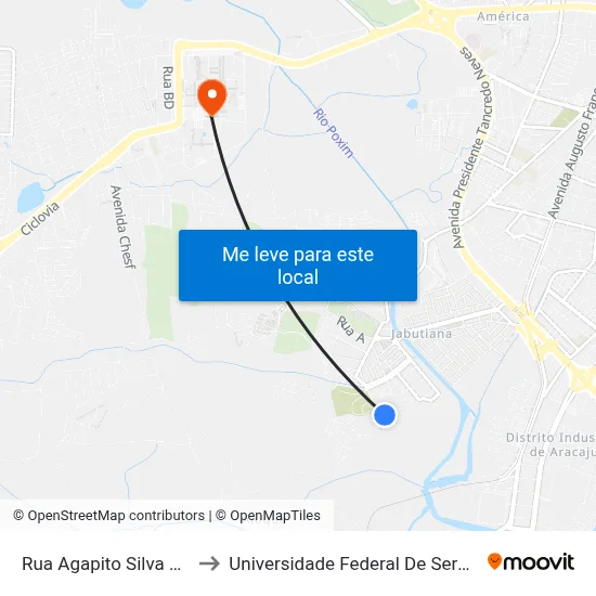 Rua Agapito Silva 120 to Universidade Federal De Sergipe map