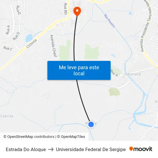 Estrada Do Aloque to Universidade Federal De Sergipe map