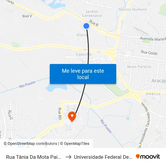 Rua Tânia Da Mota Paixão, 453 to Universidade Federal De Sergipe map