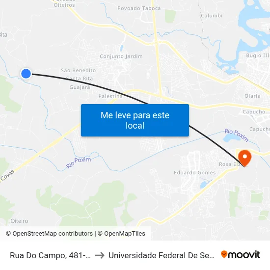 Rua Do Campo, 481-601 to Universidade Federal De Sergipe map