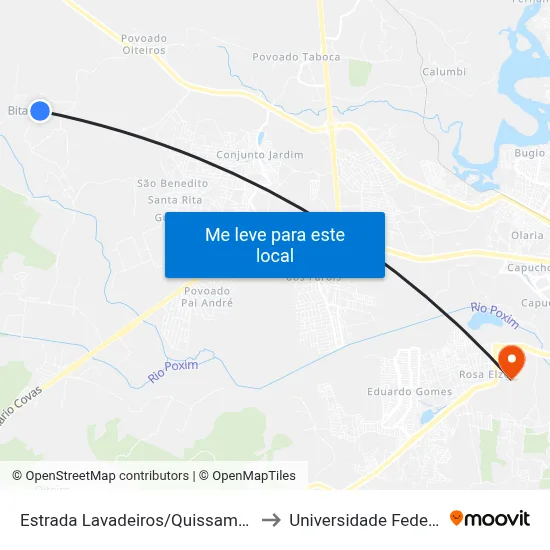 Estrada Lavadeiros/Quissamã, Sentido Quissamã to Universidade Federal De Sergipe map