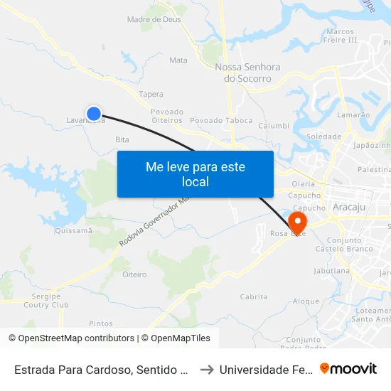 Estrada Para Cardoso, Sentido Cardoso | Povoado Lavandeira to Universidade Federal De Sergipe map