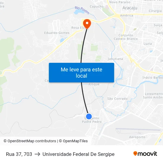 Rua 37, 703 to Universidade Federal De Sergipe map