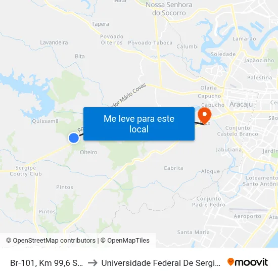 Br-101, Km 99,6 Sul to Universidade Federal De Sergipe map