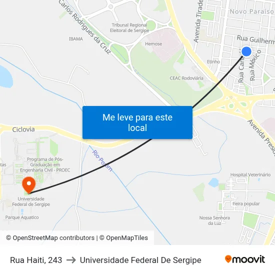 Rua Haiti, 243 to Universidade Federal De Sergipe map