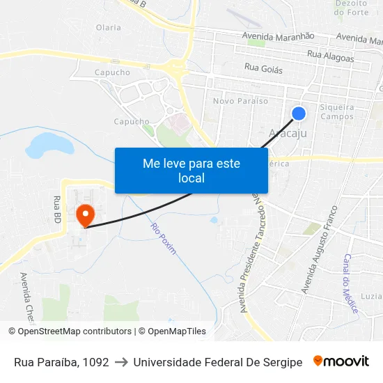 Rua Paraíba, 1092 to Universidade Federal De Sergipe map