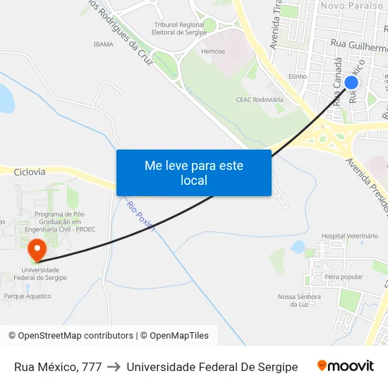 Rua México, 777 to Universidade Federal De Sergipe map