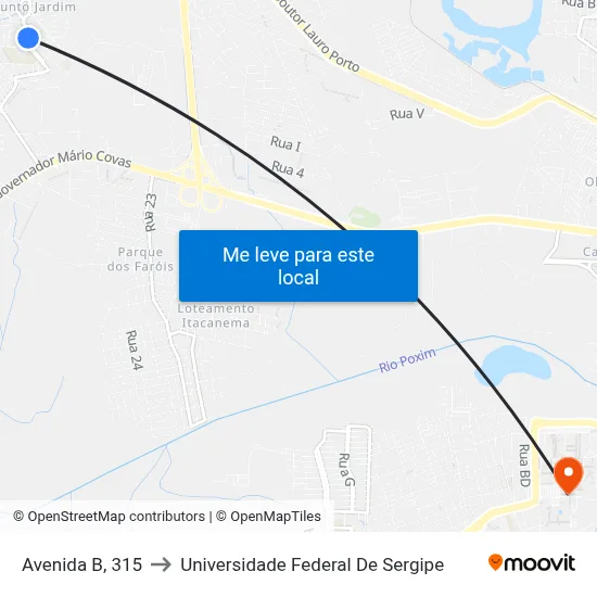 Avenida B, 315 to Universidade Federal De Sergipe map