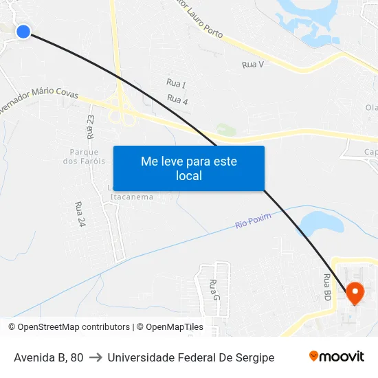 Avenida B, 80 to Universidade Federal De Sergipe map