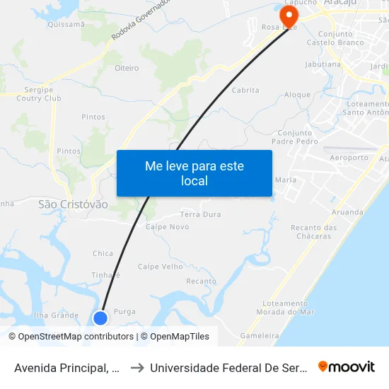 Avenida Principal, 125 to Universidade Federal De Sergipe map