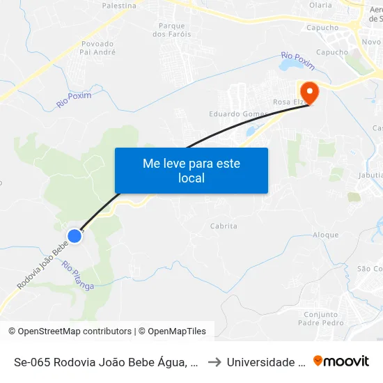 Se-065 Rodovia João Bebe Água, Km 9,2 Oeste | Entrada Para Pitanga Seca to Universidade Federal De Sergipe map
