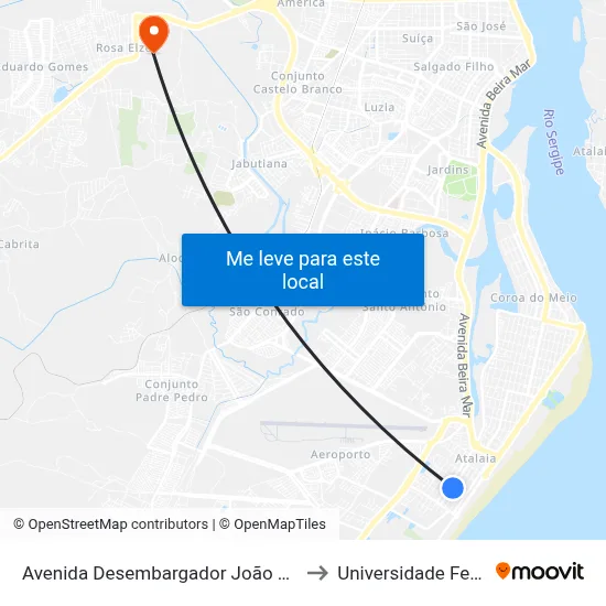 Avenida Desembargador João Bôsco De Andrade Lima, 755 to Universidade Federal De Sergipe map