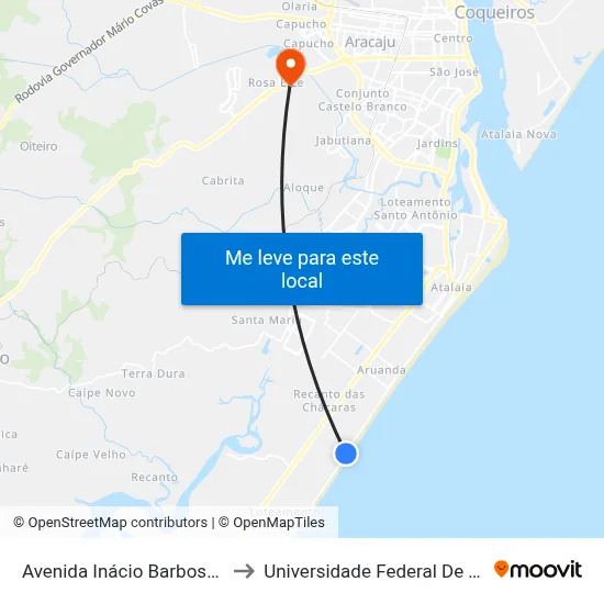 Avenida Inácio Barbosa, 1315 to Universidade Federal De Sergipe map