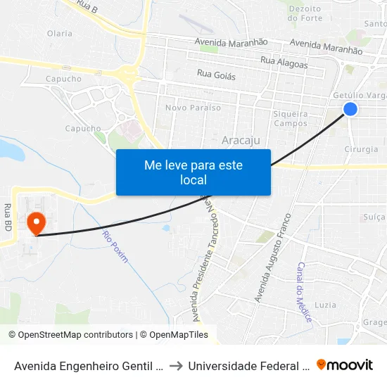 Avenida Engenheiro Gentil Tavares, 625 to Universidade Federal De Sergipe map