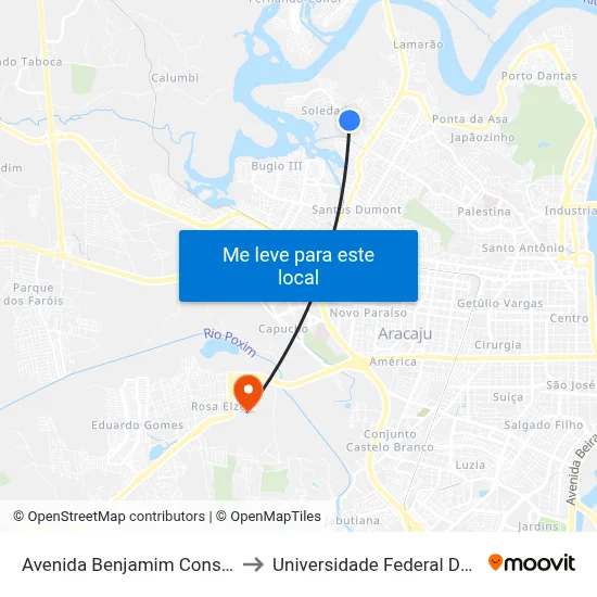 Avenida Benjamim Constant, 542 to Universidade Federal De Sergipe map