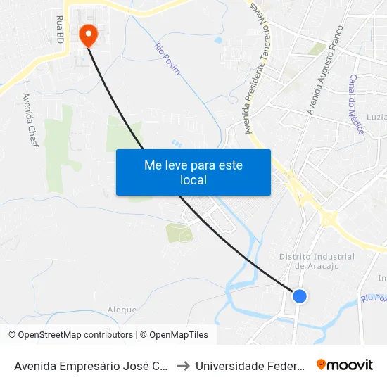 Avenida Empresário José Carlos Silva, 5082 to Universidade Federal De Sergipe map