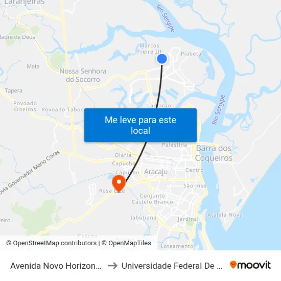 Avenida Novo Horizonte, 460 to Universidade Federal De Sergipe map