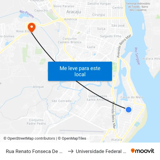 Rua Renato Fonseca De Oliveira, 544 to Universidade Federal De Sergipe map